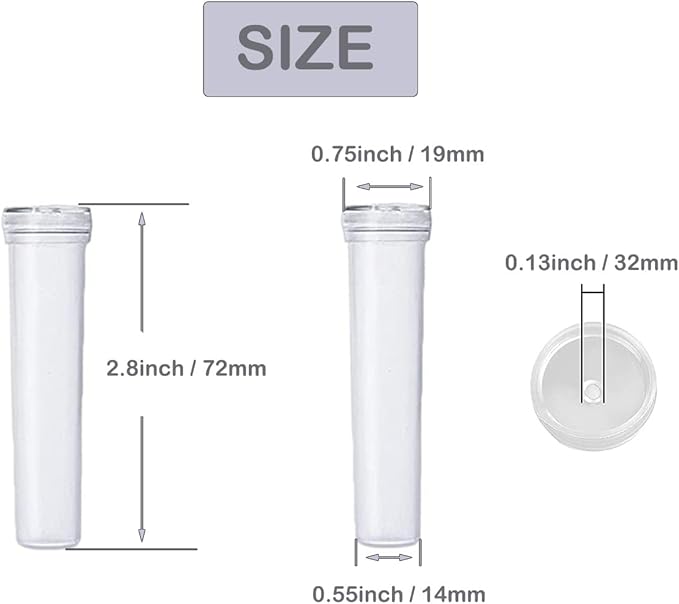 JFFX 20 Pcs Floral Water Tubes 2.8 Inch Clear Plastic Flower Vials with Caps for Flower Arrangement Decoration
