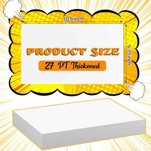 LOTMER 100ct Comic Book Boards, 27PT Extra Thick Acid-Free Backing Board Current Size Comic Book Boards Durable and Coated Precision Cut Boards for Regular Comics Archival