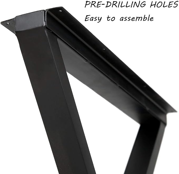 TIEOU Metal Legs for Table X Shape 28" H Tall Industrial Black Table Legs Heavy Duty Metal Desk Legs Set of 2(Without Boards)