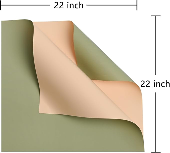 ZOOYOO Flower Wrapping Paper, Double-sided Florist Bouquet Wrapping Paper Floral Packaging for Wedding Birthday Engagement Graduation Presents DIY(Champagne and Green,20 Sheets)