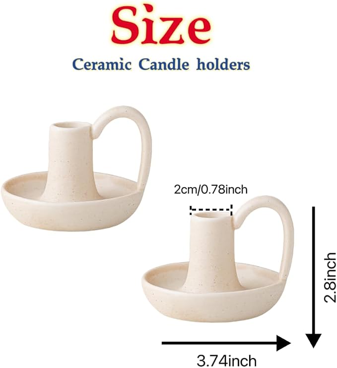 Taper Ceramic Candle Holders, Set of 2 Matte White, Table Decor Centerpiece for Home Decor, Wedding, Christmas, Birthday, Shower, Housewarming