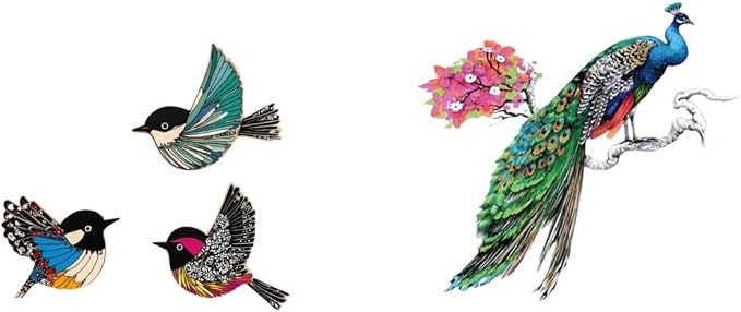 Fenteer Bird Wall Hanging Wooden Bird Wall Art Flying Birds Wall Decor Wooden to Install Material Suitable for Living Room Bedroom