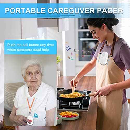 ChunHee Wireless Caregiver Pager Call Button Nurse Alert System Call Bell for Home/Elderly/Patient Emergency Vibration Pager 2 Transmitter+1 Receiver(800+Feet Operating Range)