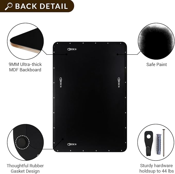 ANDY STAR Black Bathroom Mirrors for Over Sink, 30x55 Inch Matte Black Mirror for Bathroom, Rectangle Metal Vanity Mirror for Wall-Modern Clean Design with Superior Stainless Steel Frame