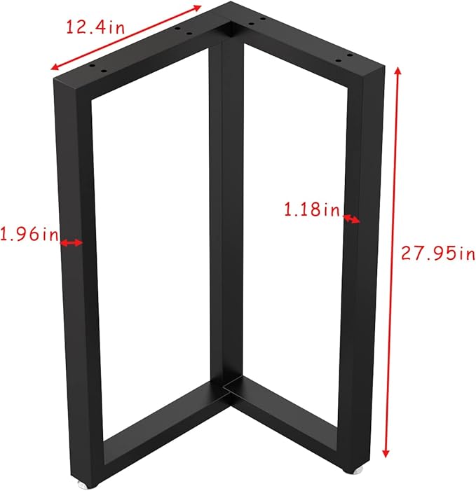 TIEOU Metal Legs for Table V Shape 28" H Tall Metal Black Table Leg Heavy Duty Industrial Desk Legs Set of 2