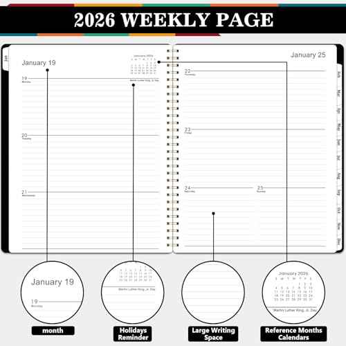 Planner 2026 ? Jan. 2026 - Dec. 2026, 2026 Planner Weekly and Monthly, 8.5" x 11", Calendar Planner 2026 with Monthly Tabs, Spiral Binding, Thick Paper - Classic Black