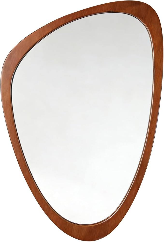 Ferytange Asymmetrical Wood Frame Wall Mirror, 34" H x 24" W Modern Irregular Decorative Mirror, Unique Wall Art for Living Room Bedroom Entryway, Mid Century Modern Home Decor
