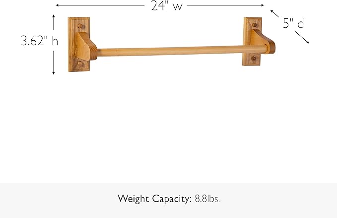 Dalton 4-Piece Bathroom Accessory Set, Honey Oak, Includes Towel Bar, Towel Ring, Toilet Paper Holder, and Robe Hook – Design House, 561258