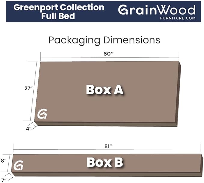 Grain Wood Furniture Greenport Solid Wood Platform Bed, Full Size, Brushed Driftwood