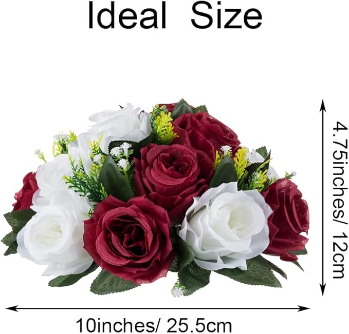 Flower Centerpieces for Wedding Tables: Wedding Table Decorations Burgundy & White Flower Balls Centerpieces for Engagement Cerebration Party Center Pieces 2 Packs