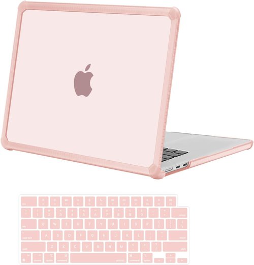 MOSISO Hard Case for MacBook Air 15" M5 2026 | Shock-Absorbing, Anti-Cracking, Pink with TPU Bumper & Keyboard Cover