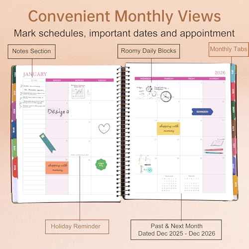 Yoment 2026 Planner Weekly and Monthly 8.5"x11" Large Hardcover Planner from Dec 2025 - Dec 2026 13 Months Calendar Academic Planners for Women Men Agenda Daily Weekly Yearly Planning with Tabs, Tree