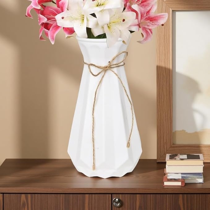 Cemetery Vases for Grave-Durable Plastic Grave Vases Flower Holder with Metal Spikes Bow Decor for Cemetery Headstones, Outdoor Grave Decorations for Memorial Gifts for Loss of Loved One (1, WHITE)