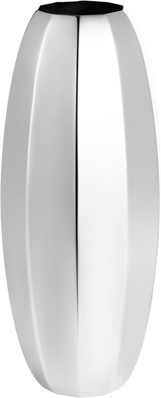 YcQuixoti Large Silver Prismatic Mirror 18/8 Stainless Steel Metal Vase 12.09 inches Tall. Ideal for Dried Flower Arrangements Decor Gift for Spa Wedding Home or Votive Candle Candle Gardens