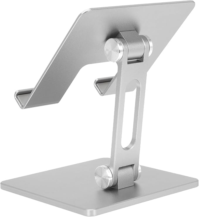 BESPORTBLE Foldable Aluminum Alloy Tablet and Laptop Stand Portable Adjustable Computer Holder for Desk Use Compatible with Ipad and Notebooks Silver Gray