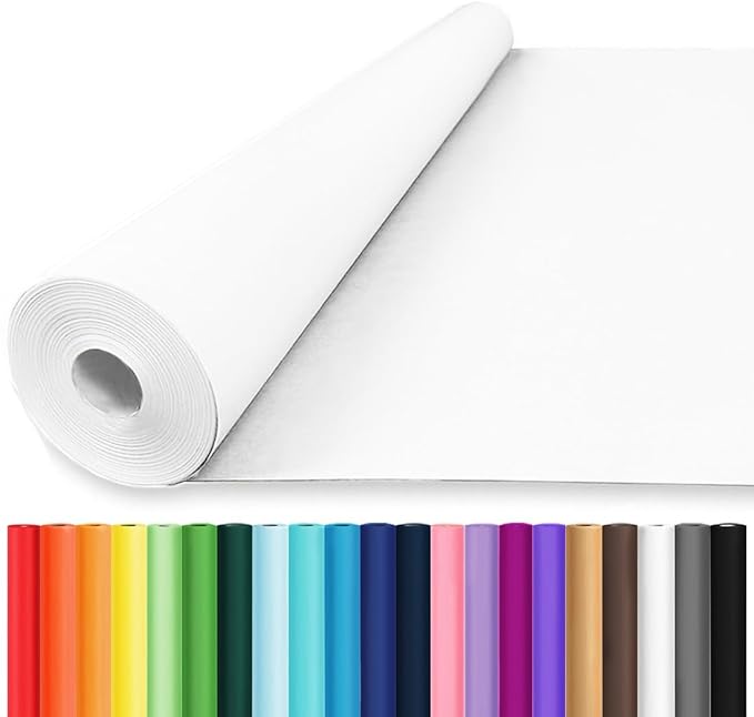 Vanhench 24"x1500"(125') White Wrapping Paper, White Easel Painting Drawing Paper Roll Kids Art Supplies, Chart Poster Bulletin Board Paper Floor Covering Crafts Gift Wrap Paper 80GSM 55LB