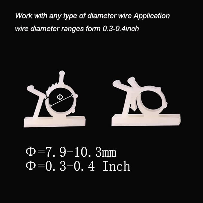 Viaky 30 Pieces White Adjustable Cable Clips Self-Adhesive Desk Organizer Nylon Wire Management Wire Holder