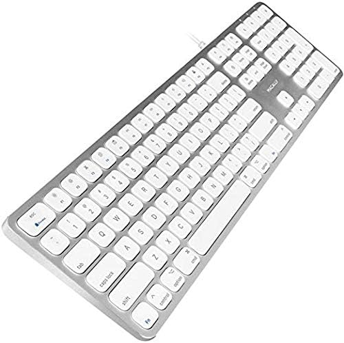 Macally Premium Wired Mac Keyboard with 2 Port Hub - Full Size with Numeric Keypad - Extended USB Keyboard for Mac mini/Pro, iMac, MacBook Pro/Air (Silver Aluminum)