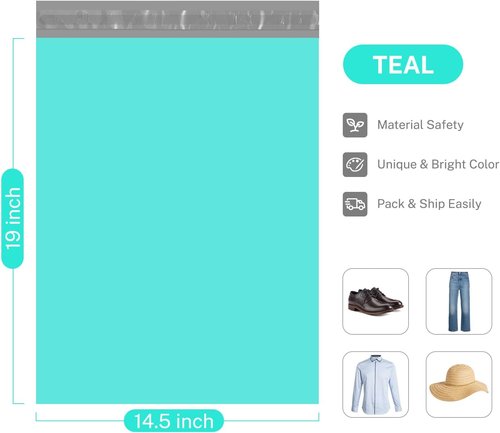 Metronic Teal Poly Mailers - 14.5x19 Large Self-Seal Shipping Bags | 100 Pack for Small Business