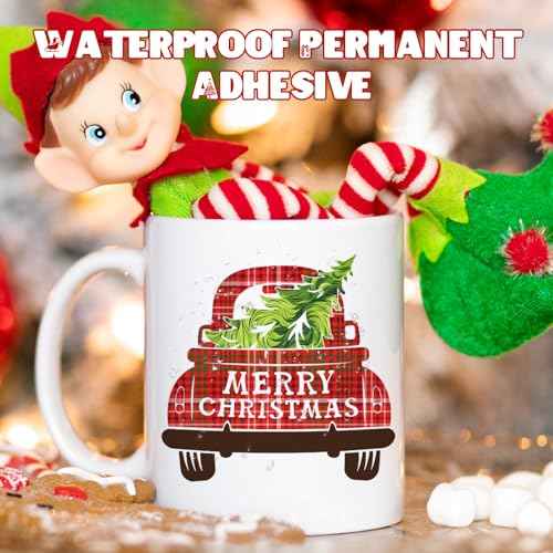 Christmas Permanent Adhesive Vinyl-12 Sheets 12'' x 10'' Leopard Pattern Self Adhesive Vinyl Water Proofing Permanent Vinyl for Mugs