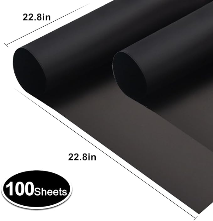 BEISHIDA 100 PCS Black Floral Wrapping Paper-Matte Waterproof Flower Wrapping Paper Bouquet for Florist Supplies, DIY Crafts, Gift Packaging, Wedding, Birthday Gift