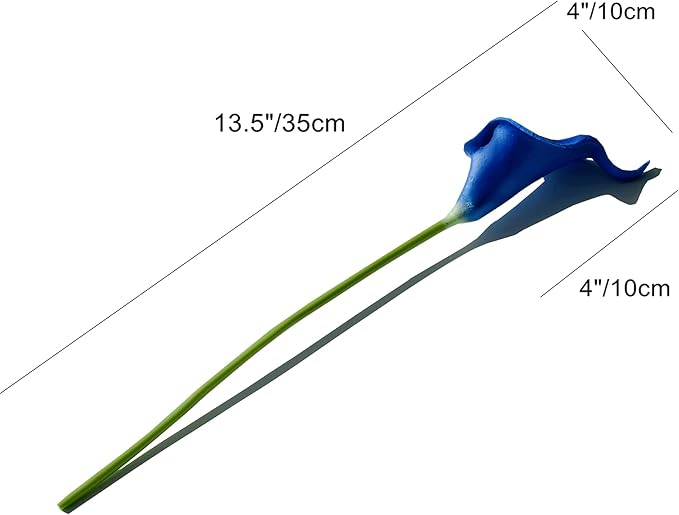 Mandy's PU Royal Blue Calla Lily Artificial Flowers 20 Stems 13.5in Faux Realistic Centerpiece for Thanksgiving and Christmas Decorations DIY Bridal Bouquet Home Décor