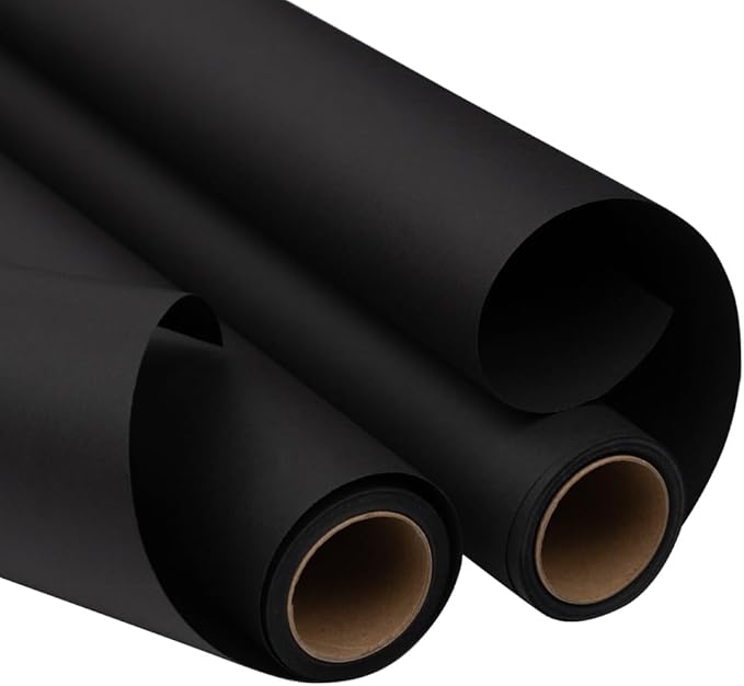 JAM Paper Gift Wrap - Matte Wrapping Paper - 50 Sq Ft Total (30 in x 10 Ft Each) - Matte Black - 2 Rolls/Pack
