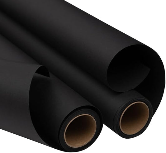 JAM Paper Gift Wrap - Matte Wrapping Paper - 50 Sq Ft Total (30 in x 10 Ft Each) - Matte Black - 2 Rolls/Pack