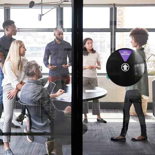 Office Door Signs - Rotating Status Door Sign - Do not Disturb, Out of Office, In a Meeting, Back Soon, Working Remotely, Welcome Come In - Dual Mounted Fit For Door, Wall or Window