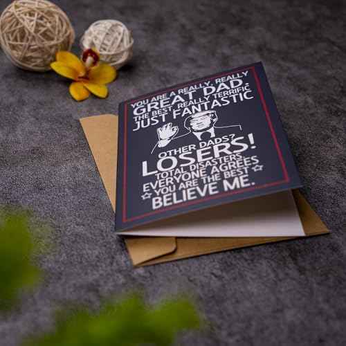 decorluxes Funny Father's Day Gift from Daughter or Son, Humorous Appreciation Greeting Card for Dad, Birthday or Christmas Gift for Him