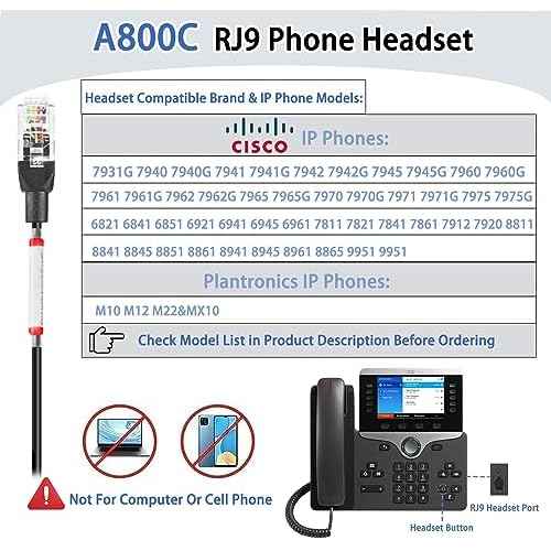 Arama Phone Headset for Cisco Landline, Noise Canceling Microphone Mute Switch Telephone Headset Compatible with Cisco IP-7821 7841 7942G 7931G 7940 7941G 7945G 7960 7961G 7962G 7965G 7975G 8811 8841