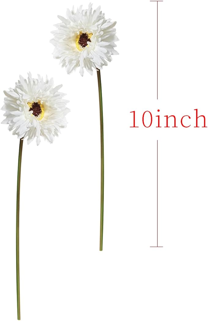 Letjolt Artificial Gerbera Daisy Flowers African Daisy White Silk Flowers Home Decorations Faux DIY Bouquet for Wedding Engagement Centerpieces Arrangements