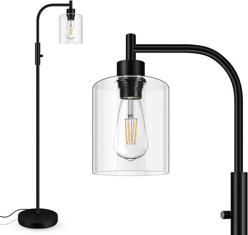BoostArea Dimmable Floor Lamp - Modern Standing Lamp with Glass Shade & 6W LED Bulb | Ideal for Living Room & Bedroom