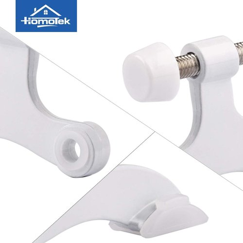 HOMOTEK Heavy Duty Hinge Pin Door Stopper - 20 Pack with Adjustable White Rubber Bumper Tips | 2-1/2x1-3/4 Inch
