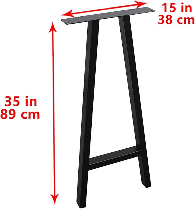 MBQQ Rustic Decor A Shape Table Legs, 35" Height, 15" Wide, Heavy Duty Metal, Dining & Desk, Industrial Modern, DIY Iron Bench Legs