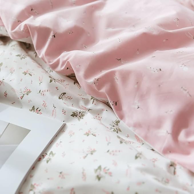 Floral Comforter Set Queen Soft Bedding Comforter Set 3 Pieces Garden Style Pink Flower Print Botanical Flowers Comforter Set for All Seasons 1 Comforter and 2 Pillowcases (Floral, Queen)