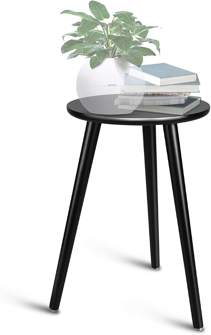 Uneedem Indoor Plant Stand, Modern Plant Table 16.5" Tall Wood Mid Century Flower Holder Small Round Side End Table