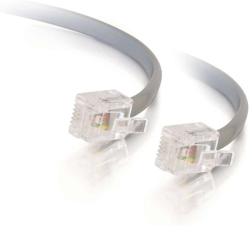 C2G RJ11 Modem Cable - 7 Foot Silver Telephone & Ethernet Network Cable for DSL Connections