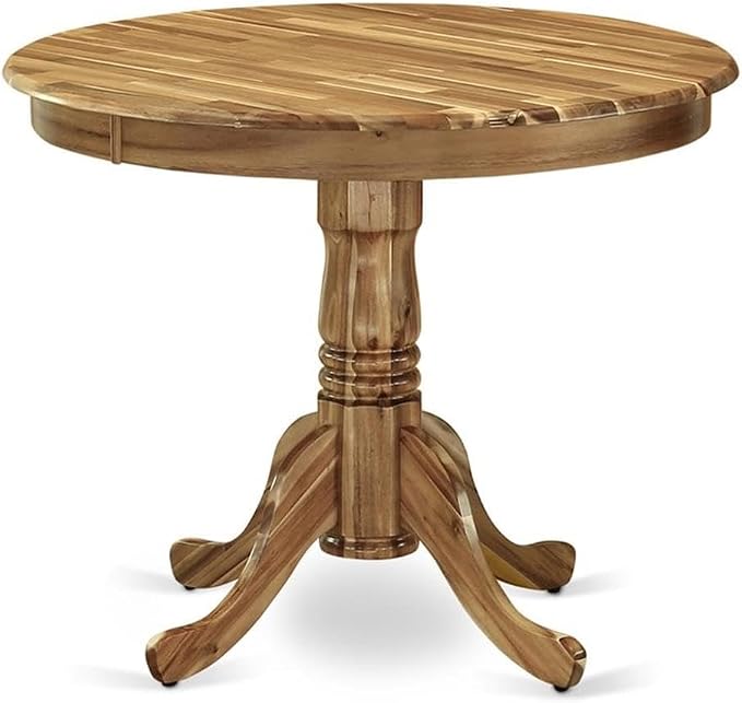 East West Furniture ANT-ANA-TP Antique Dining Room Table - a Round kitchen Table Top with Pedestal Base, 36x36 Inch, Natural
