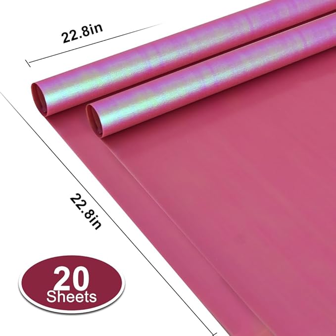 BEISHIDA 20 PCS Red Floral Wrapping Paper-Iridescent Waterproof Flower Wrapping Paper Bouquet for Florist Supplies, DIY Crafts, Gift Packaging, Wedding, Birthday Gift