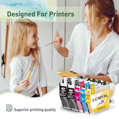 KINGWAY LC401XL Ink Cartridges for Brother High Yield Compatible for Brother LC401 Ink Cartridges LC401XL 401 XL Ink cartridges with MFC-J1010DW MFC-J1170DW MFC-J1012DW MFC-J1800DW Printe (5 Pack)