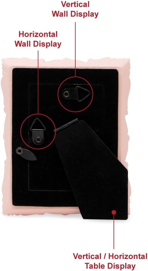Laura Ashley 2x3 Pink Ornate Textured Hand-Crafted Resin Picture Frame with Easel, for Tabletop & Wall Display, Decorative Floral Design Home Décor, Photo Gallery, Art & More (2x3, Pink)