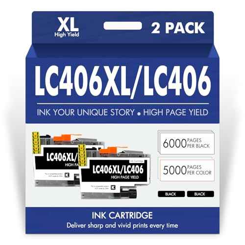 Cool Toner LC406XL LC406 Ink Cartridges for Brother Printer MFC-J4335DW MFC-J5855DW LC 406 XL for MFC-J6555DW MFC-J4535DW MFC-J6955DW MFC-J4345DW MFC-J5955DW HL-JF1(2 Pack, Black)
