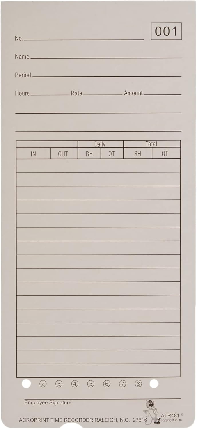 Acroprint Time Cards for ATR480 Time Clock - 50 Count Pack for Efficient Time Tracking