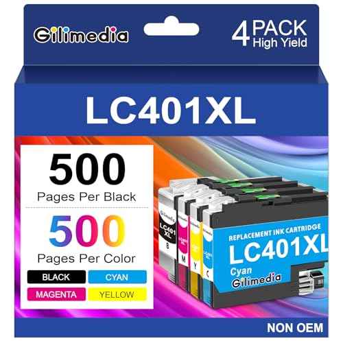 LC401XL LC401 Ink Cartridges Replacement for Brother MFC-J1010DW Printer Compatible for Brother LC401XL LC401 401 XL Ink Cartridge Work with Brother MFC-J1010DW MFC-J1170DW MFC-J1012DW Printer