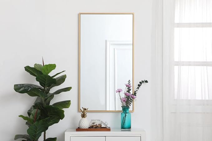 Elegant Decor Eternity 36" x 20" Contemporary Metal Frame Mirror in Black