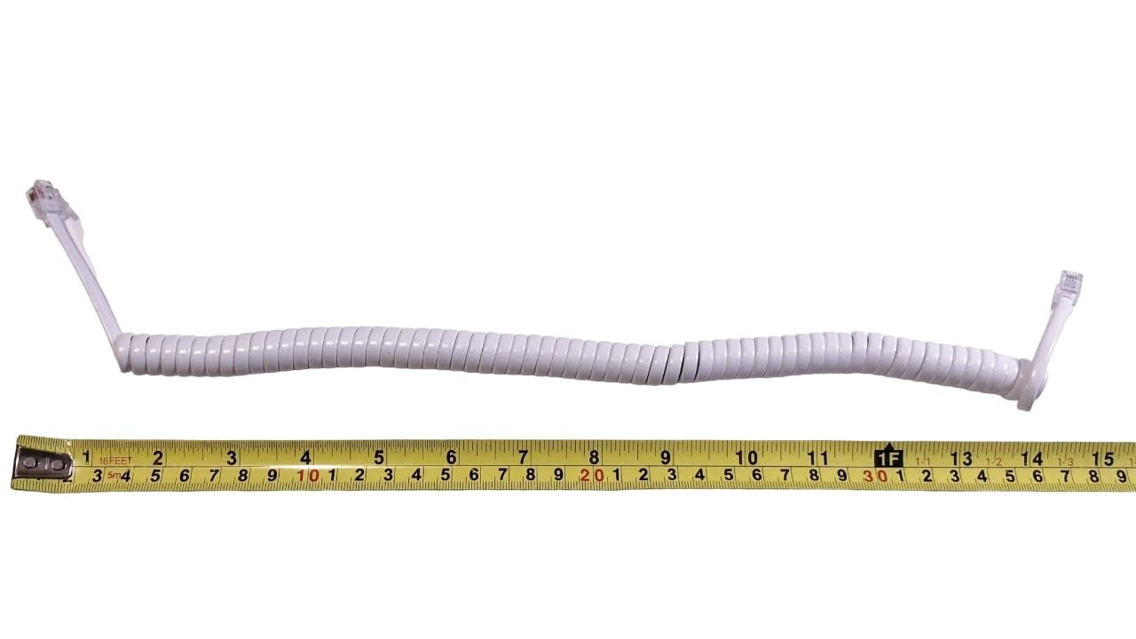 VoIP Lounge 9-Foot Curly Cord - Replacement Handset Receiver for AT&T Phones | Short White Design