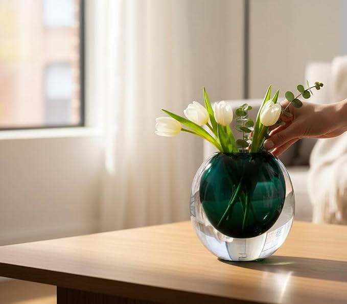 Green Glass Vase, DIY Empty Reed Diffuser Bottle for Essential Oils, 200mL, Aromatherapy, Modern Home Decor