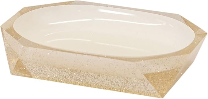 Faceted Soap Dish, Durable Resin, Smooth, Easy to Clean, for Stylish Bathroom Décor, Glitter, 4x5, Sold Individually