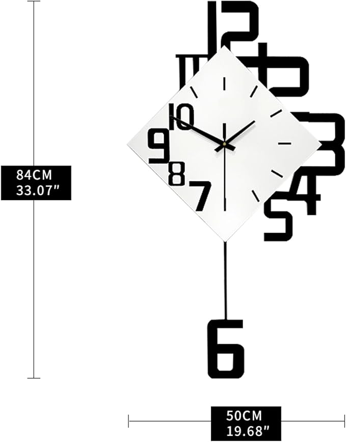 FLEBLE Modern Large Wall Clocks for Living Room Decor Big Silent Pendulum Wall Clock Battery Operated for Office Kitchen Bedroom Home Decoration Wooden 30 Inch Giant White Wall Watch Clock Non-Ticking